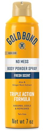 Gold Bond No Mess Talc-Free Body Powder Spray, 7 oz., Fresh Scent, with a Triple Action Formula