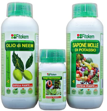 Olio di Neem 1lt + Sapone molle di potassio 1lt + Rame protezione 250ml - SUPER KIT