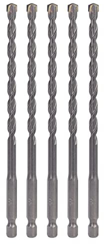 Sabre Tools 1/4 Inch x 6 Inch Masonry Drill Bit, Carbide Tipped 5-Pack for Concrete, Brick, Stone, 1/4” Hex Shank, Impact Performance (1/4” x 6”, 5)