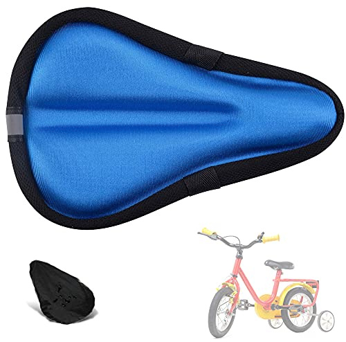 Liyamobu Barn gel cykel sittdyna överdrag för pojkar och flickor, 23 x 15 cm andningsbar och extra mjukt minnesskum barn cykel sadeldyna med vatten- och dammbeständigt skydd
