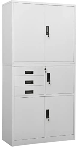 vidaXL Büroschrank Aktenschrank Metallschrank Stahlschrank Lagerschrank Aufbewahrungsschrank Schrank Büromöbel Hellgrau 90x40x180cm Stahl