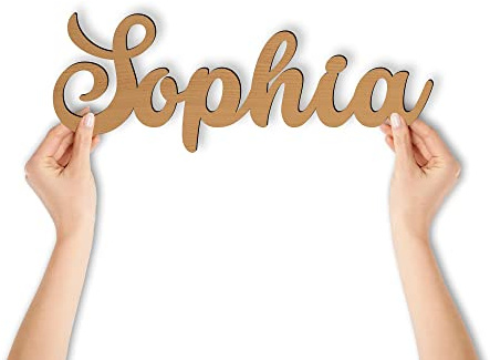 Namofactur Namensschild Sophia als Holzschriftzug für Tür und Wand | Fester Name Sophia – mit Klebepunkten zur Befestigung an Wand oder Tür; dekorativer Schriftzug für Kinder und Erwachsene