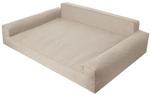 Pillowprim Cama para perros, muebles para animales, cama para gatos, funda extraíble, cama para perros, plazas para dormir, perros grandes, sofá para perros, cesta, lavable, beige, XXL: 116 x 78 cm