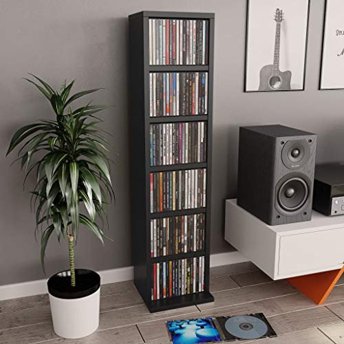 WIFESE CD-Schrank Regal Wand Regale BüCherregal Wandregal Schwarz Regal Schwarz CD Regal Kinderzimmer Deko Regal Schmal Bookshelf BüCherregal Wand 6 offenen Fächern Schwarz 21x20x88 cm Holzwerkstoff