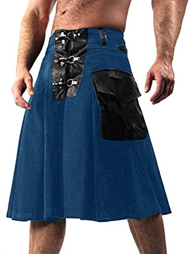 Faltenröcke Klassischer Retro Rock Vintage Herren mittelalterlicher Krieger Kilt Mode Vintage Gothic Punk Rock Traditioneller Schottischer Rock Steampunk Kleidung Kendo Pocket Röcke