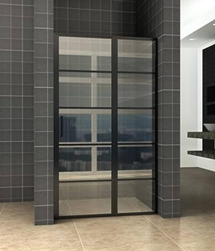 Saqu Industrial Black Duschtür Nischetür 140x200 cm Dusche Duschabtrennung Duschtrennwand Matttschwarz