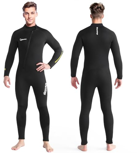 Owntop 5mm Neoprene Wetsuit for Men - Full Diving Suits Stretch Long Sleeve One Piece Dive Skin Front Zip UPF50+ Thermal Thicken Swimwear for Scuba Surfing Snorkeling, L