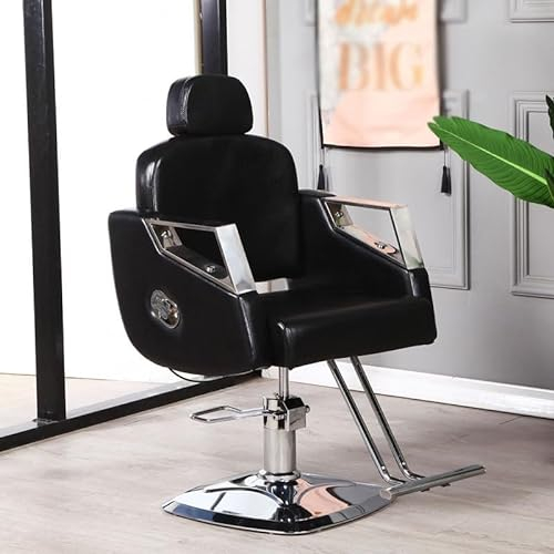 COYEUX Friseurstuhl, Hydraulikpumpe, PU-Leder, Friseursalonstuhl, mit Pedal-Quadrat-Chassis, um 360 Grad drehbar, höhenverstellbar, für Friseurladen, Salonmöbel