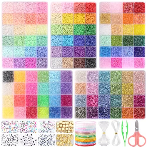 Funtopia 120 Farben Perlen für Armbänder, 5 Typen 3mm Perlen Set Armbänder Selber Machen mit Buchstabenperlen, Friendship Bracelet Kit Perlen zum Auffädeln für DIY Schmuck Halskette