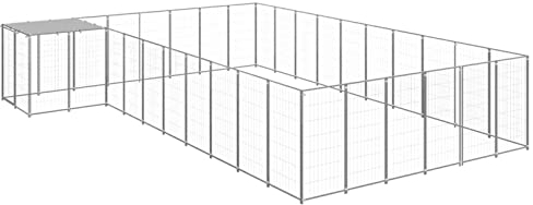 ARKEM Hundezwinger Silbern 19,36 m² Stahl Freilaufgehege Kaninchen Hunde Gitter Puppy Supplies