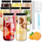 OAMCEG 8 Stück 500ml Glasflaschen - Saftflaschen mit PP-Deckel Strohhalme, Smoothie Flasche Wiederverwendbare,Glasflasche zum Befüllen Spülmaschinen Kühlschranksicher,für Saftpressen Konservierung