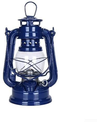 Lámparas de queroseno retro, lámpara de aceite vintage con asa, lámpara de aceite, linternas de mesa para el hogar, jardín, camping, citronela (azul oscuro-19 cm)