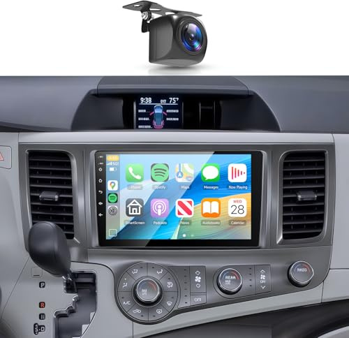 Car Stereo for Toyota Sienna 2010-2014【8Core 6+128G】 Wireless Carplay Android Auto,9 inch 1280 * 720P IPS Touch Screen Radio,Android/GPS/5G WiFi/32EQ DSP Audio/Bluetooth5.0/SWC/Backup Camera
