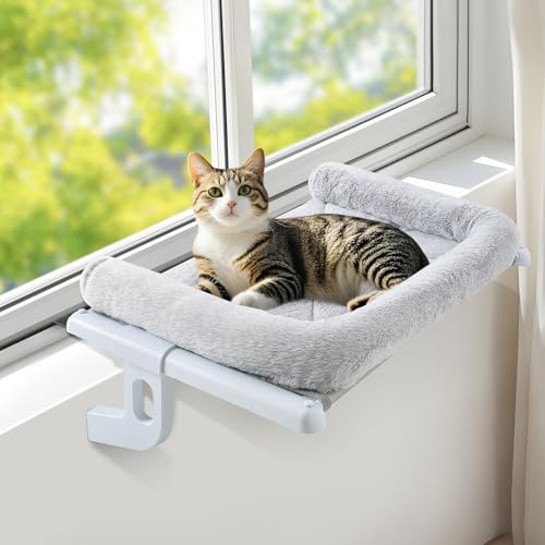 GUUSII HOME Heizungsliege Katzen Katzenliege Balkon Katzenbett für Bettkante Heizung Hängen Liegeplatz Einhängen Bett Hängematte Heizkörper Katze Heizungsliegekatzen 56 * 38cm Halten 18kg(Grau,S)