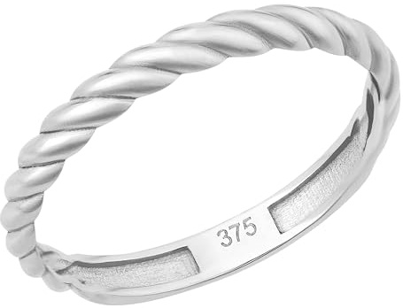 Ardeo Aurum Damen Goldring aus 375 Gold gedreht schmal Vorsteckring Ansteckring Stapelring Weißgold Größe 50