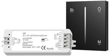 Dimmer Driver dimmerabile a bassa tensione 1-10V Dimmer 0-10V con telecomando Dimmer touch dimmerabile da pannello a parete T18(LV T18 Set Black)