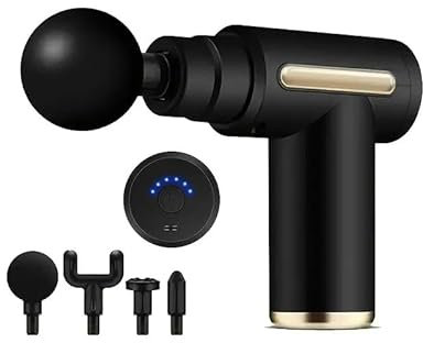 GADETLY Mini Massage Gun Deep Tissue - Portable 6 Speeds Handheld Muscle Massager with 4 Massage Heads 1800mAh Battery & Type-C Charging, Super Quiet Massage Gun for Muscle Pain Relief Recovery(Black)