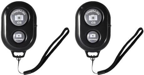 2 Pack Wireless Bluetooth Camera Shutter, Camera Remote Shutter Compatible with iPhone, and Android Devices, 30ft Range, for Selfies, Group Shots, and Steady Photos, with Wrist Strap - Black