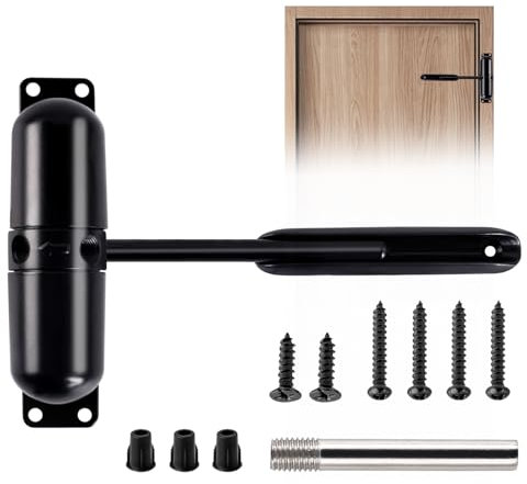 Chiudi Porta Automatico Molla Chiudiporta a Molla Senza Fori con 6 Viti e Leva di Regolazione Porta di Casa, Camera da Letto, Ufficio