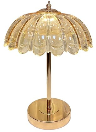 Klobvtt Glass Table Lamp LED Mushroom Light Flower Glass Night Stand Light, Dome Night Lights Column Table Lamp 9.4 Column Table Lamps for Bedroom Living Room Office Lighting