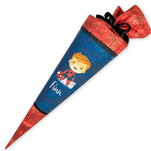 Dein Lieblingsteil Schultüte aus Stoff individualisierbar mit Wunschname personalisierbar mit Schultütenkissen 70 cm 85 cm - Jungs (Heldenhafter Schulstart - Mr. Clever, 70 cm)