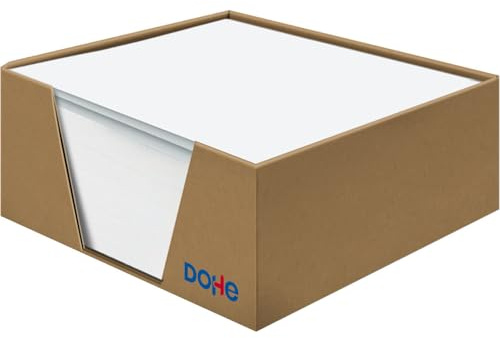 ‎DOHE – 400 lose Notizzettel – Weiße, glatte Blätter (90 x 90 mm), 70 g/m², mit braunem Kraftkarton-Halter, Papier ohne Klebstoff für Notizen, Erinnerungen und Nachrichten
