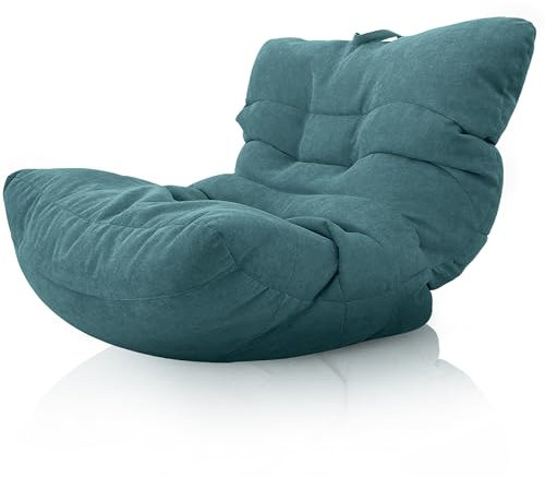 Aiire Pouf Poltrona Design in Cotone - Puffo per Sedersi XXL Moderno, Pouffe Salotto o Camera da Letto per Bambini o Gamer - Bean Bag per lettura o Puf Cuscini da Pavimento Verde