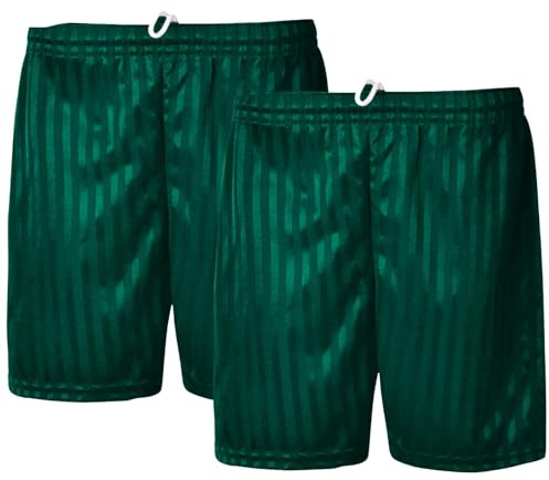 Hamishkane® Pojkar flickor skugga rand PE shorts, paket med 2 stretchiga unisex barn fotbollsshorts, dragsko midja gym löpning sport skola korta byxor, pojkar och flickor aktivkläder, åldrarna 2-13