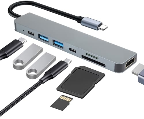Hub USB C HDMI 4K, PD100W Docking Station SD/TF, 7 en 1 Adaptador USB A Tipo C para MacBook Air, MacBook Pro, Mini Mac, DELL, Windows, HP, Surface, PC portátil, HDD móvil