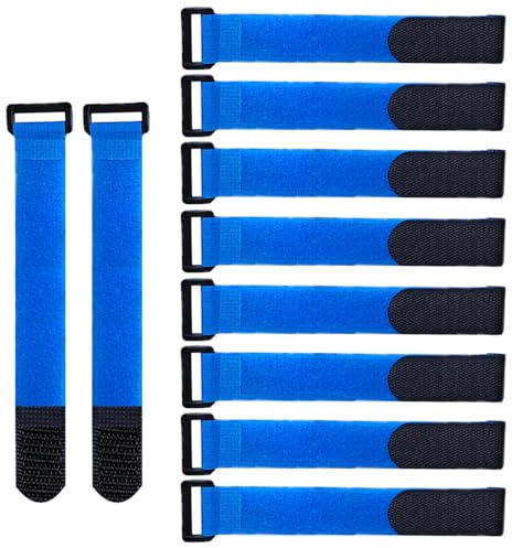 QitinDasen 20 Stycken 20 X 2 cm Nylon Kabelband, Återanvändbara Kabelremmar, Justerbara Kardborreband Buntband, Multifunktionell Kabelorganisatör (Blå)