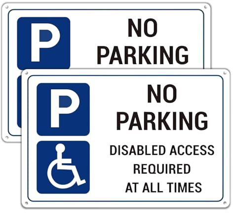 No Parking Signs Outdoor No Parking Disabled Access Required Sign, PVC Rigid Plastic, 300 x 200 x 5mm, Pre-Drilled Holes, (2)