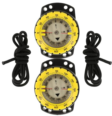 FUNOMOCYA 2 Piezas Brújula de Muñeca para Buceo con Montura Elástica Resistente y Dial Luminoso Compás Magnético para Senderismo Supervivencia y Actividades al Aire de Unidades