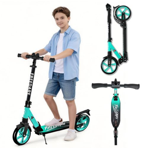 FREEDARE Faltbarer Cityroller für Kinder ab 8 Jahren und Erwachsene | 200 mm große Räder Kinder Roller, 4 Höhenverstellbar & Klappbarer Kickscooter, Maximale Tragkraft 100 kg