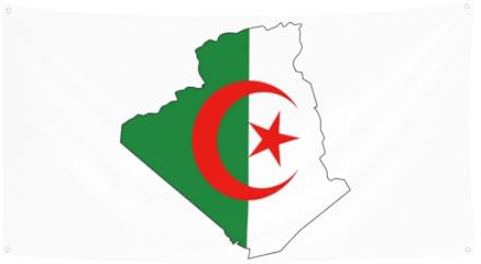 Bannière de vacances de carnaval imprimée avec drapeau de l'Algérie, décoration de fête en plein air pour rassemblements festifs à suspendre, toile de fond pour jardin