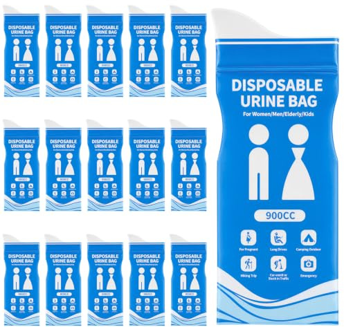 16 Stück 900ml Urinbeutel, Urinbeutel für Unterwegs, Urinflasche für Frauen | Ein praktischer, tragbarer Urinbeutel für Männer und Frauen jeden Alters, Ideal für Camping, Reisen und Staus