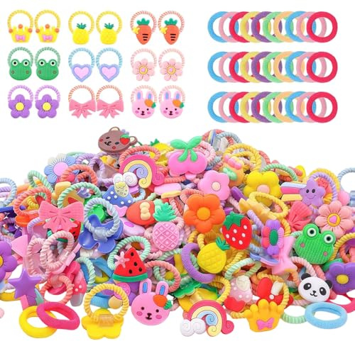 220 PCS Baby Hair Ties Set for Girls, Cute Elastic Hair Accessories for Girls, Mini Seamless Kids Hair Accessories for Girls Scrunchies & Rubber Bands for Toddler Ponytails Soft Colourful Hair Ties