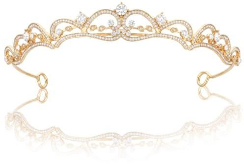Tiara Kristallkrone Gold Krone Damen Strass Prinzessin Crowns Tiara Hochzeit Brautkrone Hochzeit Abschlussball Festzug Frauen Braut Königin Prinzessin Prom Weihnachten