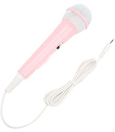 Hiraith Trådbunden Barnmikrofon Barn Sjunger Mikrofon Trådbunden Karaokemikrofon för Barn Bärbar Musikleksak Låg Distorsion 3,5 Mm Kontakt med Tydlig Ljudutgång för Karaoke Familj (Rosa)