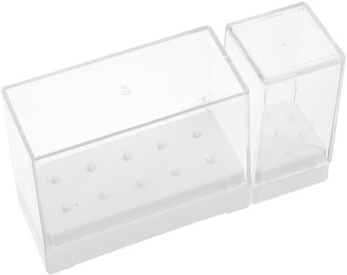 Nagelbohrer Aufsatz Organizer 10-loch aus Kunststoff, 2 Stück | 7-loch Ausführung, Weiß, Sichere Aufbewahrung, Mehrloch Design für Nagelbohrer Bits