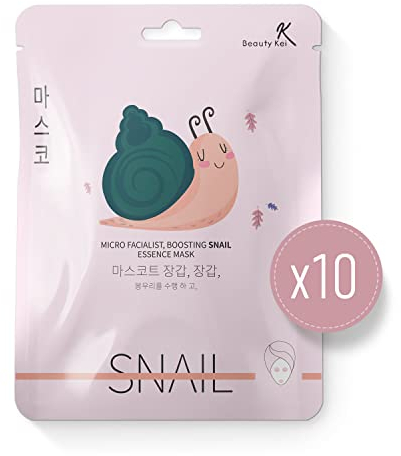 Beautykei Snail Jelly Mask Pack of 10 for Deep Hydration and Skin Rejuvenation Enriched with Snail Mucin for a Youthful Glow Hypoallergenic and Suitable All Skin Types