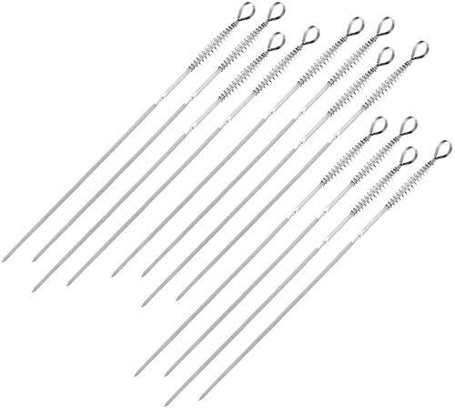 com-four® 12x Stainless Steel Skewer - 42 cm Long Skewers - Silver