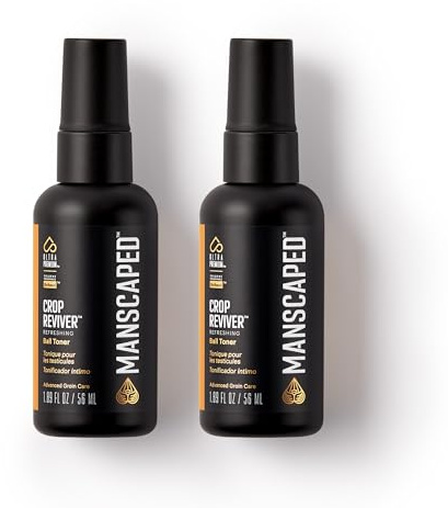 MANSCAPED® The Crop Reviver®, Spray Corporel Hydratant et Rafraîchissant pour Homme, Spray anti-odeurs des Parties Intimes avec Aloe Vera Apaisant, Soin Apaisant pour Zone Intime, 56ml (Pack de 2)