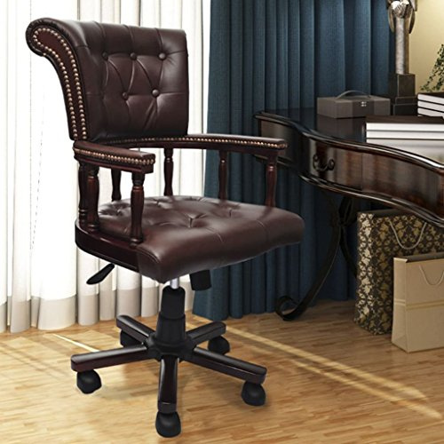 Tidyard Poltrona Chesterfield da Ufficio Girevole in Similpelle Marrone