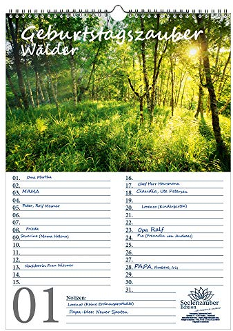 Geburtstagsplaner Geburtstagskalender Waldzauber DIN A3 Kalender Wald - Seelenzauber