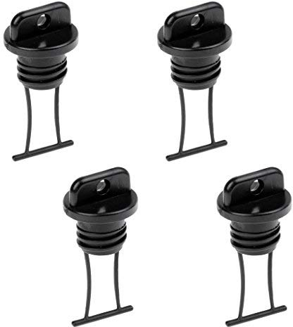 SHANGHh 4 Stück Schwarzer Kunststoff Rumpf Ablassstopfen Kit Kajak Kanu Boot Ablasslöcher Stopfen Ersatzzubehör