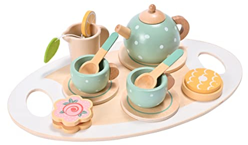 Wooden Tea Set Toy, Wooden Toys, Kids Tea Set, Pretend Play Food for Toddlers, Play Kitchen Accessories for Kids, Tea Party Set, Birthday Christmas Easter Gift for Boys or Girls