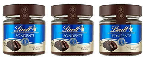 3x Lindt Crema Spalmabile al Cioccolato Fondente Streichcreme Streichfähige Creme aus Dunkler Schokolade und Fettarmer Kakao 200g Glas