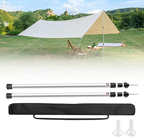2 Pcs Adjustable Tarp Poles Telescoping Aluminum Rods Portable Awning Poles for Camping, Backpacking, Hiking
