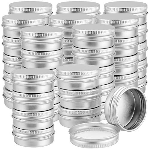 FUNSUEI 48 PCS 15ml Mini Tins with Screw Lids, Small Empty Metal Pot | Aluminium Smaple Tin for Lotion, Cream, Lip Balm