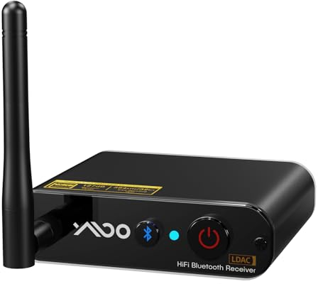 YMOO HiFi Récepteur Bluetooth 5.3 pour la Diffusion de Musique, Longue Portée LDAC&AptX HD Adaptateur Bluetooth, RCA Optique Sortie Coaxiale pour Système Stéréo Domestique/AV/Amplificateur Stéréo